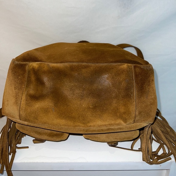 Saint Laurent Hedi Slimane Western/Cowboy Fringe Festival Backpack in Tan Suede - Picture 6 of 16